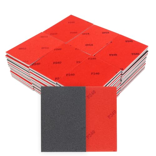 50 PCS Sanding Sponge Assortment, 240 Grit Sandpaper Assortment, Hook & Loop Sanding Block for Wood, Metal, Drywall, Furniture Polishing - Dry Wet Sanding Paper for Smooth Finishing - color: 240 Grit