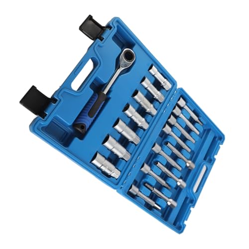 18pcs Shock Absorber Strut Nut Removal Socket Kit, Professional Car Suspension Repair Tool, Universal Strut Disassembly Set with PVC Grip Handles and Storage Box for
