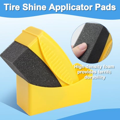 Jiozermi 2Pcs Tire Dressing Applicator Pads Tire Shine Applicator Pads | with Lid Tire Foam Applicator Tire Sponges Applicator Pads Tire Wax Wipe Tire Gel Applicator Pads(Yellow)