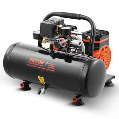 VEVOR Air Compressor, 2 Gallon Steel Tank, 1HP 2.1CFM @ 90PSI Oil Free Air Compressor & Max. 120PSI Pressure, 81dB Ultra Quiet Portable Compressor for Auto Repair, Tire Inflation, Spray Painting, 120V - size: 2 Gallon