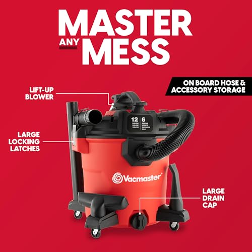 Vacmaster 12-Gallon 6 Peak HP Wet/Dry Vac with Detachable Blower, VBVCM1211 1101 - size: 12-Gallon