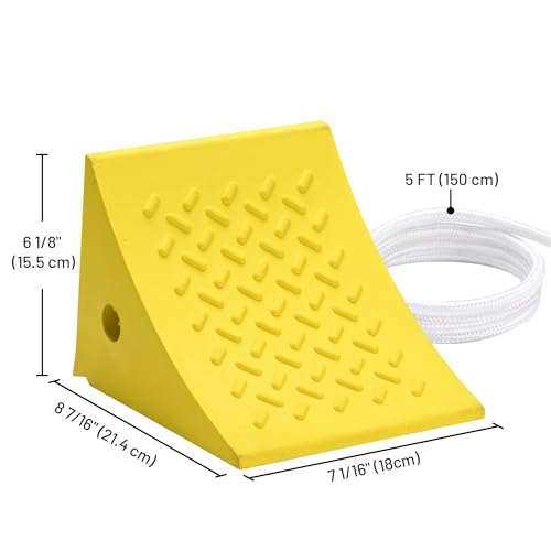 Yescom PU Wheel Chocks for Wheel 24" - 32" with 5ft Rope, 33,000 lbs Heavy | Duty Capacity, Lightweight Car Chocks for Travel Trailers, RV, SUV, Truck, Camper - Anti-Slip Tread, Easy to Use & Odorless - size: for Wheel 24" - 32", 2Pack