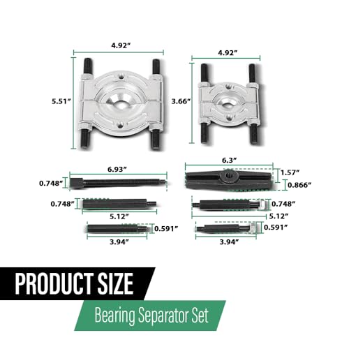GRAND ORANGE 5-Ton Bearing Separator Set Flywheel Gear Puller Kit | 12PCS Heavy Duty 45# Steel with Storage Case