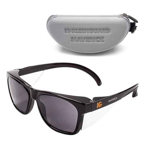 KleenGuard™ V30 Maverick™ Safety Glasses (56569), Smoke Lenses with KleenVision™ Anti-Fog coating, Black Frame, Carrying Case, Unisex Sunglasses for Men and Women - color: Black Frame/Smoke Lenses