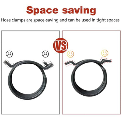 42Pcs 24-46mm Spring Hose Clamps With Swivel Flat Hose Clamp Plier Hose Removal Pliers Assortment kits -10 Large Sizes Fuel Line Clamps Made of Chrome Vanadium Steel