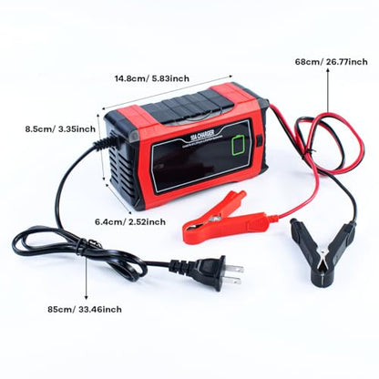 Hosyond Smart Battery Charger 10A 12V & 24V, Trickle Charger, Battery Maintainer and Desulfator, for Lithium,LiFePO4,Lead Acid (AGM/Gel/SLA..), for Car Motorcycle Lawn Mower