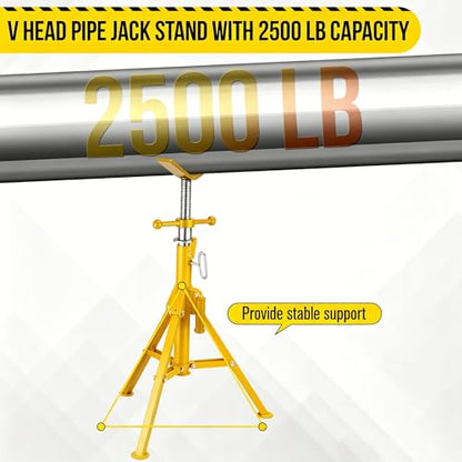 Garvee V Head Tripod Pipe Jack Stand, 1/8"-12" Pipe Support Rest, 2500 LB Heavy Duty Carbon Steel Adjustable 28"-52" Folding Portable Pipe Stand for Welding Pipe | Heavy Duty Carbon Steel Adjustable 28"-52" Folding Portable Pipe Stand for Welding Pipe - c