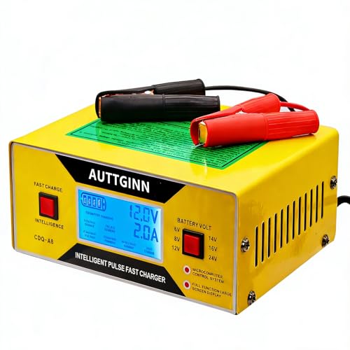8 Volt Golf Cart Battery Charger 0-14A,6/8/12/14/16/24V Battery Charger Smart Adjustable Car Battery Charger with Upgraded Cable Clamps, Smart Trickle Charger,Battery Maintainer for Car,RV - color: yellow