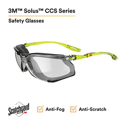 3M Safety Glasses Scotchgard Anti-Fog Coating - color: Gray I/O Lens, Green/Black Frame With Foam Gasket, size: One size fits most
