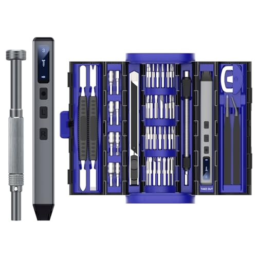 UF-TOOLS Mini Electric Screwdriver, 83 in 1 Cordless Rechargeable Small Power Screwdriver Set with 71 Bits, Led Light and Magnetic Mat, Professional Repair Tool for Phone Watch Camera Laptop PC, Blue - color: Blue