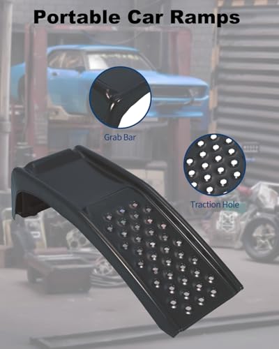 GarveeTech Heavy Duty Car Ramps Set 8000 LBS Auto Ramp Solid Steel Ramps, Pack of 2, Max Lift Height 8 inch (Black, Product Size 34.7" L x 11" W x 9" H) - color: Black, size: 34.7" L x 11" W x 9" H