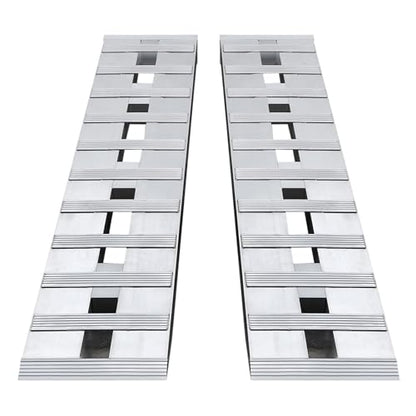 Heavy Duty Aluminum Loading Ramps - Set of 2, 5 Feet Long x 12 Inches Wide, 6000lbs Capacity for Trucks/Motorcycles, Hybrid Hook & Anti-Slip Crossbars