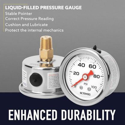 0-100 Psi Fuel Pressure Gauge, 1.5" Dial Size, 1/8" NPT Back Mount, Stainless Steel Case, Glycerin Liquid Filled, Inline Low Pressure Gauge, for Oil Water Air Pressure Test - size: 0-100 Psi, style: Back Mount