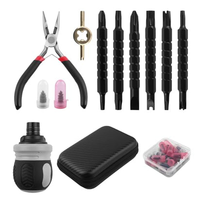 29PCS Tire Plug Kit,Self-Service Tire Repair Rubber Nail Kit Includes Ratchet Screwdriver,Pliers,Screw in Tires Plugs,Universal Tires Repair Kits for Quick Puncture Repairs