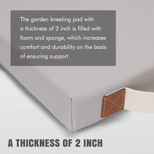 HappyPicnic Waterproof Garden Kneeling Pad - 2" Thick Soft Foam Kneeling Mat for Gardeners with Handle & Removable Cover, Knee Support for Bathing, Grey - color: Grey