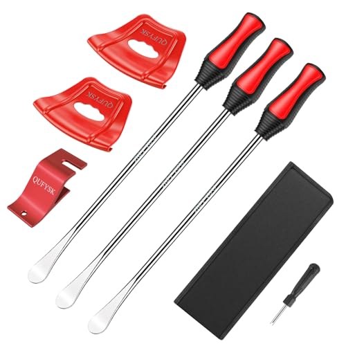 14.5" Tire Spoons Kit, Tire Changing Tool for Motorcycles, Dirt Bikes, Bicycles, Tire Install Removal Tool Set with 3 Tire Irons, 2 Rim Protectors, Tire Bead Holder Hook, Valve Core Tool, Bag
