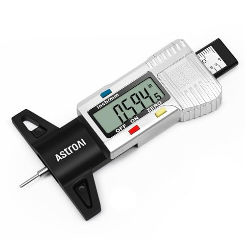 AstroAI Tire Tread Depth Gauge, LCD Digital Tire Tread Depth Gauge Tool with Inch and Millimeter Conversion of 0-1 in for Car Truck SUV Motorcycle Bus