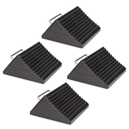 Wheel Chocks for Cars, RVs, Trucks, Trailers, and Vehicles G.V.W. up to 12T, 4 Pack - Anti Slip Bottom Tire Chock for All Weather Use - RV, Travel Trailer, Pop Up Camper Accessory - color: 4 Pack Large w/Handle