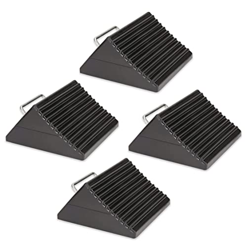 Wheel Chocks for Cars, RVs, Trucks, Trailers, and Vehicles G.V.W. up to 12T, 4 Pack - Anti Slip Bottom Tire Chock for All Weather Use - RV, Travel Trailer, Pop Up Camper Accessory - color: 4 Pack Large w/Handle