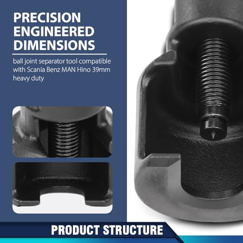 PIT66 39mm Ball Joint Removal Tool Heavy Duty Ball Joint Splitter Separator Extractor Compatible with Scania Benz MAN Hino Black