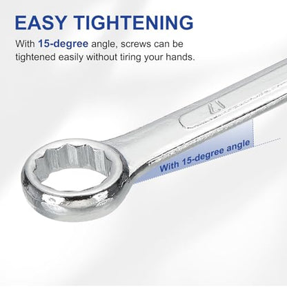 HARFINGTON Combination Wrench 24mm Metric 12-Point Box and Open End Zinc Plated Steel Double Ended Spanner Tool for Automotive Pipe Furniture Machinery DIY Repair, Silver White - size: 24mm