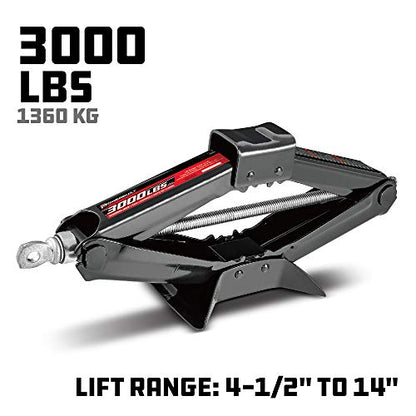 Powerbuilt Mechanical Scissor Jack , 1.5 Ton (3,300 lbs) Capacity, Portable Tire Jack for Car, Truck, Sedans, MPV - 640819 - size: 3000 lb, Scissor Jack