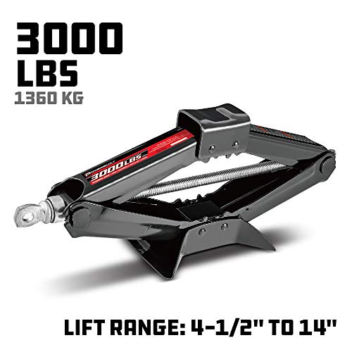 Powerbuilt Mechanical Scissor Jack , 1.5 Ton (3,300 lbs) Capacity, Portable Tire Jack for Car, Truck, Sedans, MPV - 640819 - size: 3000 lb, Scissor Jack
