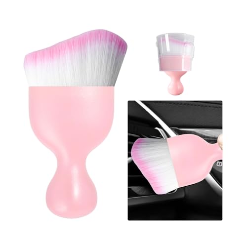 Ziciner Car Detailing Brush, Curved Soft Bristles Auto Removal Dust Collectors, Universal Vehicle Dashboard, Air Conditioner Vents etc Interior Cleaning Tool Accessory (Pink/Pink) - color: Pink/Pink, size: 1 PC