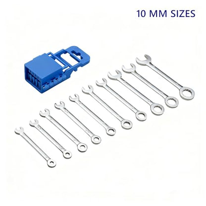 Small Wrench Set, 20-Piece Mini Combination Wrench Set, Ignition Wrench, Micro & Thin, SAE & Metric Size, 5/32"-7/16" & 4mm-11mm, with Unique Wrench Organizer (Red & Blue) - size: SAE+MERTIC