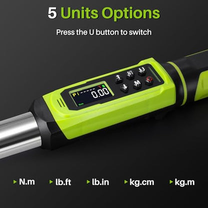 3/8" Digital Torque Wrench-1.5-99.6Ft.Lb for Car Motorcycle Repair | Electronic Torque Wrench 3/8 Drive(2-135N.m),Vibration Buzzer LED Indicator,±2% Accuracy Five Units for Bike Tire Auto Repair - style: 3/8" 1.5-99.6 Ft.Lb Set