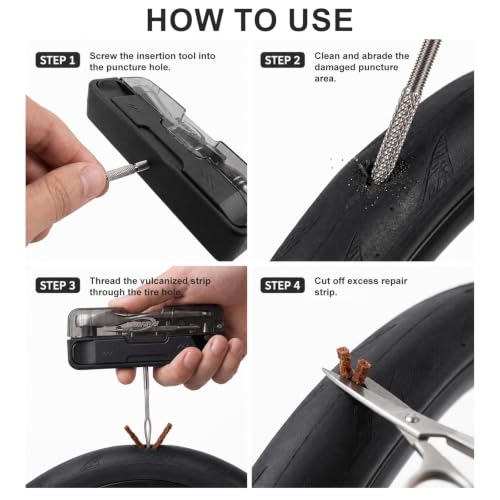 Compact Bike Repair Tool Kit with Bidirectional Ratchet Wrench & 7 S2 Bits | All-in-one portable design, bidirectional ratchet wrench, 7 magnetic s2 steel bits, high-tack vulcanized tire strips