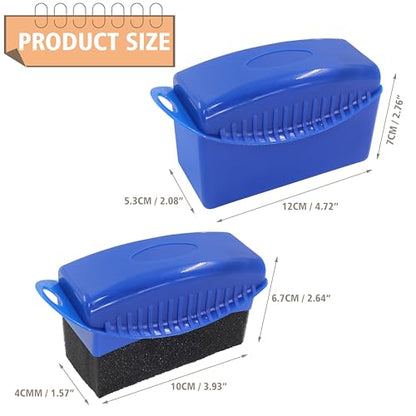 2Pcs Tire Dressing Applicators,Tire Shine Applicator Pads,Reusable Tire Dressing Sponge Pad Car Tire Applicator Pads with Lid for Car Glass, Painted Steel & Porcelain (Blue, Rectangular - size: Blue, Rectangular