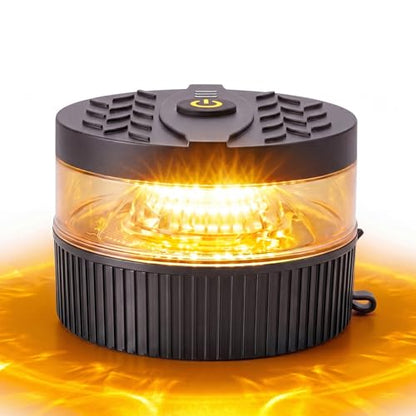 Battery Operated Amber Beacon Strobe Light w/Magnetic Base, Portable USB-C Rechargeable Mini Roof Top LED Warning Emergency Flashing Lights for Trucks, Vehicles, Car, Tractor 1-Pcs - color: Amber