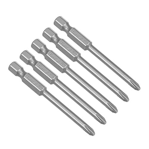 uxcell 5 Pcs 4mm PH2 Magnetic Phillips Screwdriver Bits, 1/4 Inch Hex Shank 2.56-inch Length S2 Power Tool - size: 4.0xPH2
