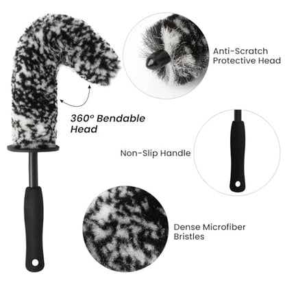 7PCS Wheel Cleaner Brush Kit, Tire Brushes, Rim Cleaner Brush,Car Detailing Brushes, Tire Shine Applicator Pad, Car Wash Tools for Wheels and Tires No Spatter - color: 7pcs