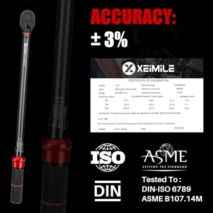 1/2-Inch Drive Click Torque Wrench-40-300 FT.LB for Car Moto Truck | Dual-Direction Adjustable 72 Tooth Torque Wrench(54.2-406.5 Nm), Dual Range Scales, High 3% Precision for RV Farmer off‑road - style: 1/2"DR.40-300 FT-LB