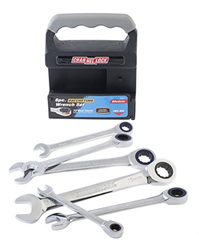 Channellock 38041 Ratcheting Wrench Set Metric On Rack, 6-Piece, Silver - style: 6 Piece Metric