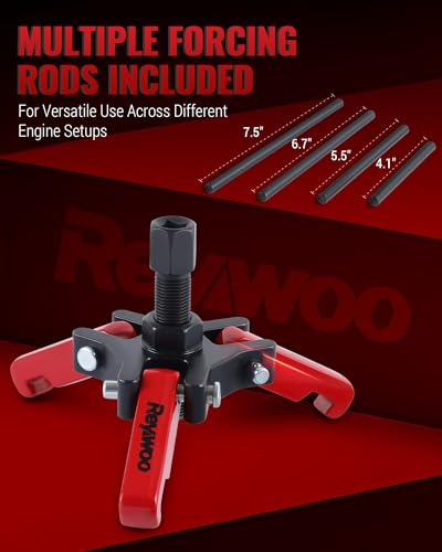 Reywoo Harmonic Balancer Puller Kit, Adjustable 3-Jaw Puller for Removing Harmonic Damper Pulley Compatible with Chevy GM Chrysler Cadillac Ford, Forcing Screw Fits a 3/8" Square Drive - style: Removal