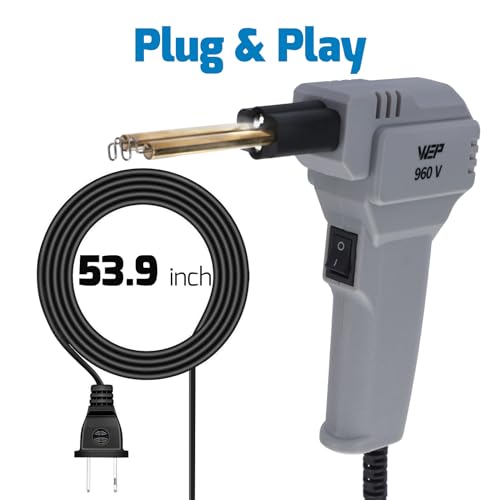 WEP 960-V Grey Plastic Welder Kit 110V with LED Lights with 200 Hot Staples and Pliers for Car Bumper Plastic Welding, Plastic Gas Tank Repair, a Great Automotive Tools for Mechanics - color: Grey
