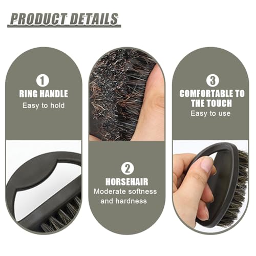 Soft Horsehair Bristle Leather Cleaning Brush for Car Interior, Comfortable Grip Car Wash Brush to Clean Upholstery Furniture Boots, Felt Hat Scrub Brushes Auto Detailing Cleaner Tool (2PCS) - size: 2PCS