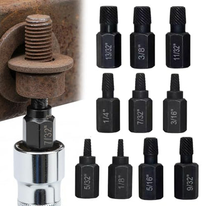 10PCS Screw Extractor Set for Broken Bolts and Screws, Hex Shank Damaged Screw Remover, Professional Bolt Removal Tool Kit