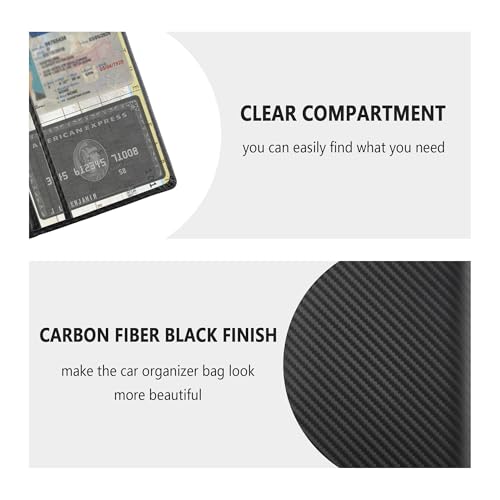 Car Registration and Insurance Holder,PU Leather Car Glove Box Organizer Car Document Holder for ID,Driver's License (Carbon Fiber Black) - color: Carbon Fiber Black