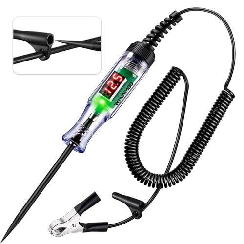 WINAMOO Automotive Test Light with 3-48V LED Digital Voltage Display, Auto Circuit Tester with Voltmeter & Dual Color Polarity Indicate, Electric Test Pen w/Stainless Probe for Car/Truck/SUV Checker - size: 3V-48V