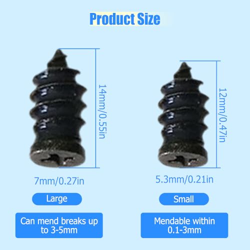 Tire Repair Nails Kit with 2 Sizes, Screw in Tire Repair Plugs with Box and Screwdriver, Fast Self-Service Tire Repair Tools (20 pcs) - color: 20 pcs