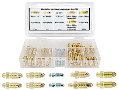36 PCS Bleeder Valve,Brake Bleeder Screw Assortment Kit Replace H9402-6, H9403-6, H9404-6, H9406-6, H9407-6, H9410-6