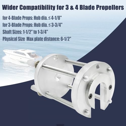 K813 Boat Prop Puller for 3 & 4 Blade, Marine Propeller Puller Kit, Heavy-Duty Boat Propeller Removal Tool Upgrade from K812, for 1-1/2" to 2" Prop Shafts, for Hub up to 3.75" 3-Blade, 4.125" 4-Blade