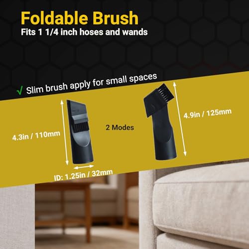 8 Pack Vacuum Attachments for Shop Vac Accessories 1 1/4" | 2 Vacuum Extension Wand, 1 1/4 inch (32 mm) & 1 3/8 inch (35 mm) Vacuum Hose Adapter, Vacuum Cleaner Accessories Brush Kit