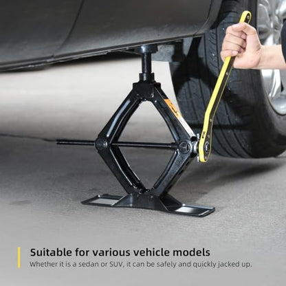 Scissor Jack 1.8 Ton Kit for Car SUV Truck | Ratchet system. Oversized base. Includes lug wrench, gloves, storage bag. For sedan SUV truck. - style: 1.8 Ton Scissor Jack + Lug Wrench