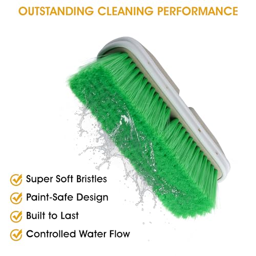 Nanoskin Premium 10-Inch Green Nylon Fountain Vehicle Wash Brush with Flagged-Tip Bristles, Flow-Thru Hole & Tempered Handle Hole, Car/Truck/RV Detailing | Cleaning Tool for Professional and Home Use - style: Fountain Brush – 10-inch