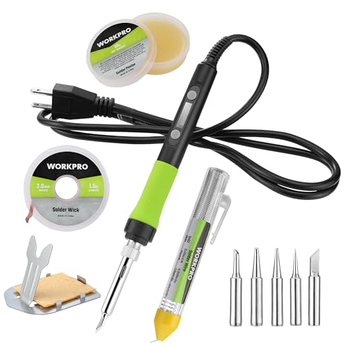 WORKPRO Soldering Iron Kit, 90W Soldering Gun with Digital Display and Iron Tips, 11-in-1 Adjustable Temperature Welding Kit for Electronic Repair, DIY Enthusiasts and Jewelry Makers (110V US Plug) - color: Green
